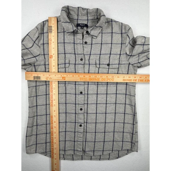 Madewell Women’s Medium Gray Plaid Cotton Wool Flannel Shirt Jacket - Picture 4 of 6